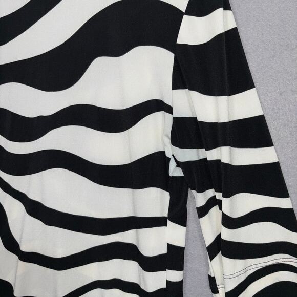 Bisou Bisou Zebra Print Blouse 14 Beaded Neck Glam Rock Bold Statement Top - Picture 5 of 8